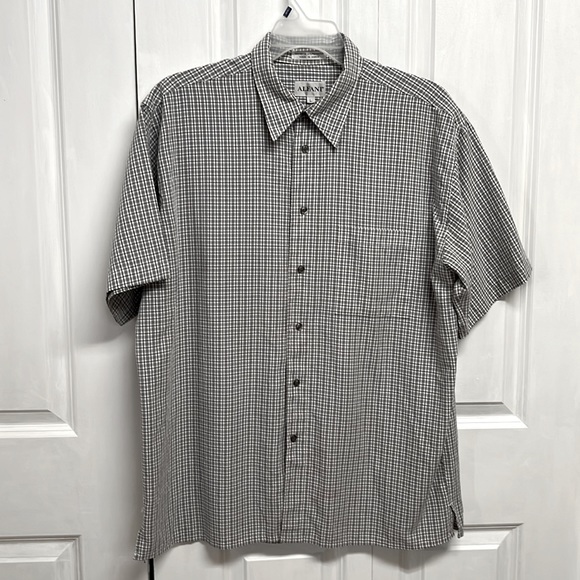 Alfani Other - Alfani Black White Plaid Pocket Short Sleeve Shirt Size L